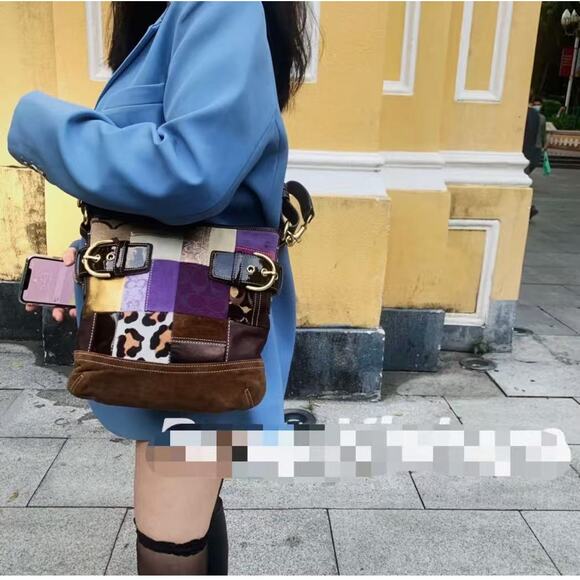 Coach Patchwork Cow Hair Crossbody Bag Brown Multi 3573 - Picture 3 of 11